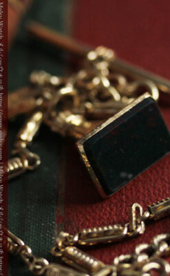 拳と石の飾り付きアンティーク懐中時計チェーン-C0514-6