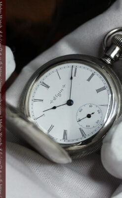 エルジンの蓋付きハンターケース・銀無垢アンティーク懐中時計【1900年頃】-P2355-12