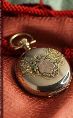 装飾美のウォルサム 14金無垢アンティーク懐中時計 【1900年頃】ダイヤモンド-P2357-10