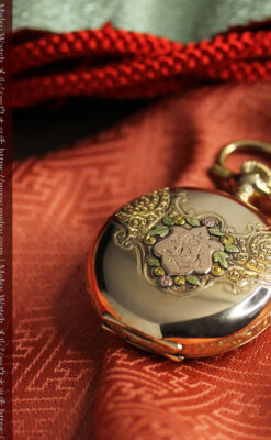 装飾美のウォルサム 14金無垢アンティーク懐中時計 【1900年頃】ダイヤモンド-P2357-4