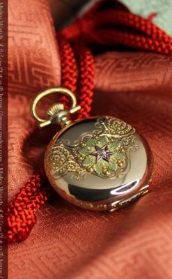 装飾美のウォルサム 14金無垢アンティーク懐中時計 【1900年頃】ダイヤモンド-P2357-9