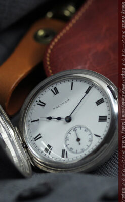 ウォルサムの小窓付き銀無垢アンティーク懐中時計【1905年頃】デミハンター-P2358-8