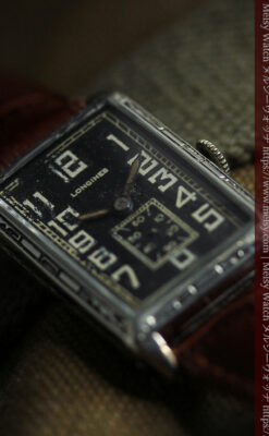 傑出した個性のロンジン 黒い文字盤のアンティーク腕時計 【1926年頃】-W1619-12