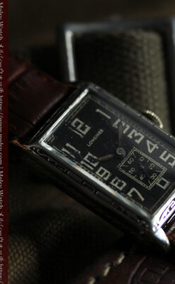 傑出した個性のロンジン 黒い文字盤のアンティーク腕時計 【1926年頃】-W1619-13