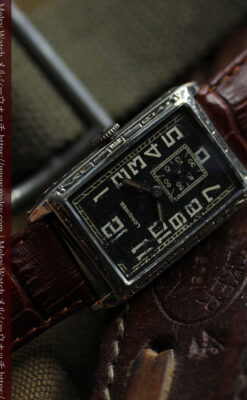 傑出した個性のロンジン 黒い文字盤のアンティーク腕時計 【1926年頃】-W1619-17