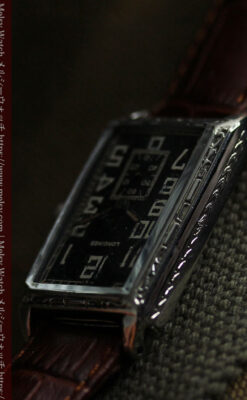 傑出した個性のロンジン 黒い文字盤のアンティーク腕時計 【1926年頃】-W1619-18