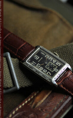 傑出した個性のロンジン 黒い文字盤のアンティーク腕時計 【1926年頃】-W1619-2