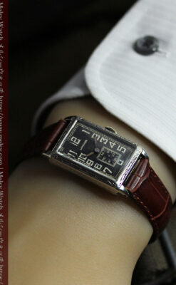 傑出した個性のロンジン 黒い文字盤のアンティーク腕時計 【1926年頃】-W1619-21