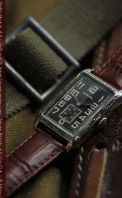 傑出した個性のロンジン 黒い文字盤のアンティーク腕時計 【1926年頃】-W1619-5