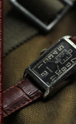 傑出した個性のロンジン 黒い文字盤のアンティーク腕時計 【1926年頃】-W1619-6