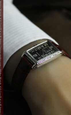 傑出した個性のロンジン 黒い文字盤のアンティーク腕時計 【1926年頃】-W1619-9