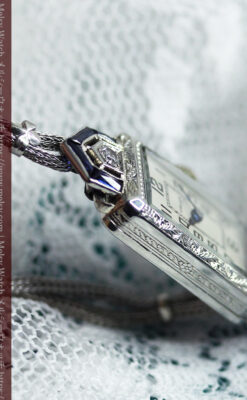 サファイアと大粒のダイヤが輝くグリュエンの金無垢アンティーク腕時計 【1925年頃】-W1620-18