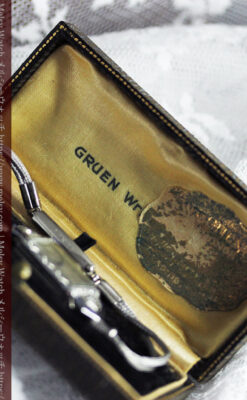 サファイアと大粒のダイヤが輝くグリュエンの金無垢アンティーク腕時計 【1925年頃】-W1620-24