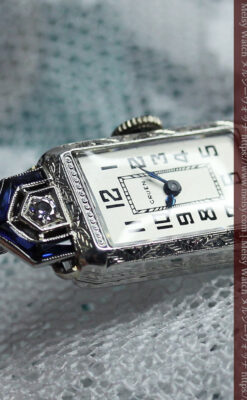 サファイアと大粒のダイヤが輝くグリュエンの金無垢アンティーク腕時計 【1925年頃】-W1620-8