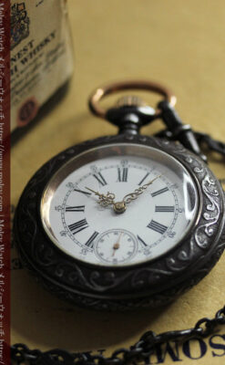 天使の装飾 渋さと深みあるロンジンのアンティーク懐中時計【1892年製】チェーン付き-P2359-13