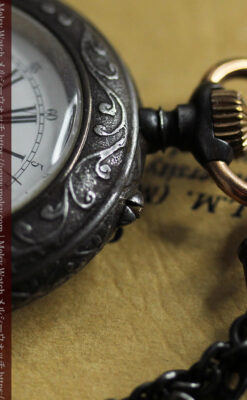 天使の装飾 渋さと深みあるロンジンのアンティーク懐中時計【1892年製】チェーン付き-P2359-20