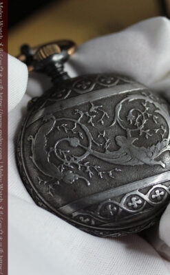 天使の装飾 渋さと深みあるロンジンのアンティーク懐中時計【1892年製】チェーン付き-P2359-23