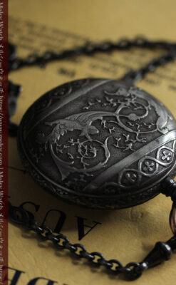 天使の装飾 渋さと深みあるロンジンのアンティーク懐中時計【1892年製】チェーン付き-P2359-8