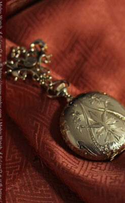 美しい彫りと文字盤・豪華なピン付き エルジンの14金無垢アンティーク懐中時計 【1906年頃】-P2360-11