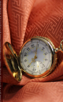 美しい彫りと文字盤・豪華なピン付き エルジンの14金無垢アンティーク懐中時計 【1906年頃】-P2360-12