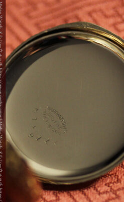 美しい彫りと文字盤・豪華なピン付き エルジンの14金無垢アンティーク懐中時計 【1906年頃】-P2360-28