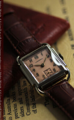 遊び心たっぷりの個性が光る ロンジンのアンティーク腕時計 【1941年頃】ローズ色-W1621-1