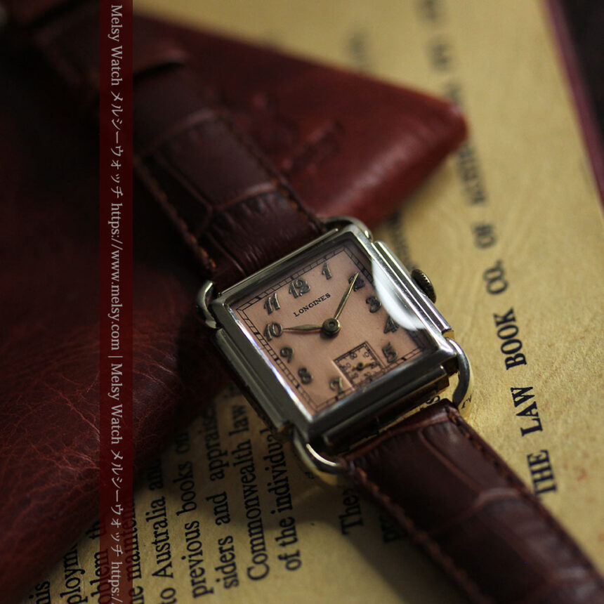 遊び心たっぷりの個性が光る ロンジンのアンティーク腕時計 【1941年頃】ローズ色-W1621-1