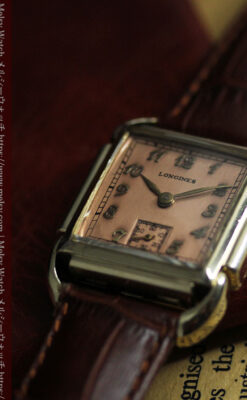 遊び心たっぷりの個性が光る ロンジンのアンティーク腕時計 【1941年頃】ローズ色-W1621-10