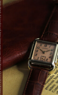 遊び心たっぷりの個性が光る ロンジンのアンティーク腕時計 【1941年頃】ローズ色-W1621-13