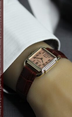 遊び心たっぷりの個性が光る ロンジンのアンティーク腕時計 【1941年頃】ローズ色-W1621-16