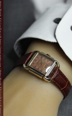 遊び心たっぷりの個性が光る ロンジンのアンティーク腕時計 【1941年頃】ローズ色-W1621-17