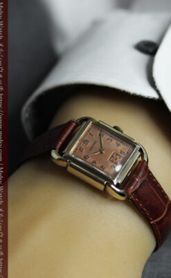 遊び心たっぷりの個性が光る ロンジンのアンティーク腕時計 【1941年頃】ローズ色-W1621-18