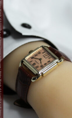 遊び心たっぷりの個性が光る ロンジンのアンティーク腕時計 【1941年頃】ローズ色-W1621-20