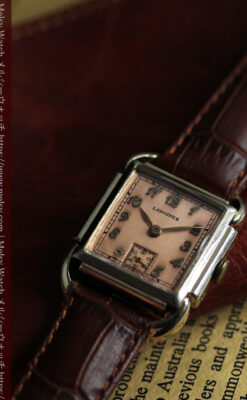 遊び心たっぷりの個性が光る ロンジンのアンティーク腕時計 【1941年頃】ローズ色-W1621-6