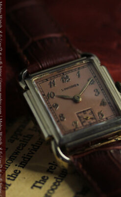 遊び心たっぷりの個性が光る ロンジンのアンティーク腕時計 【1941年頃】ローズ色-W1621-8