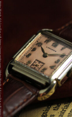 遊び心たっぷりの個性が光る ロンジンのアンティーク腕時計 【1941年頃】ローズ色-W1621-9