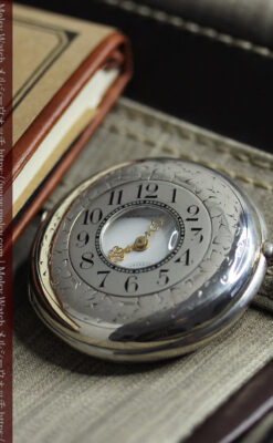 大型のハーフハンター ロンジンのアンティーク銀無垢懐中時計 【1896年製】-P2362-1