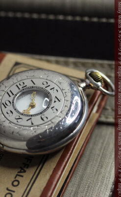 大型のハーフハンター ロンジンのアンティーク銀無垢懐中時計 【1896年製】-P2362-11