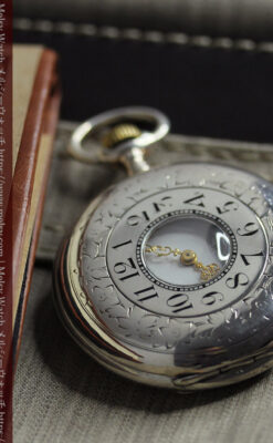 大型のハーフハンター ロンジンのアンティーク銀無垢懐中時計 【1896年製】-P2362-13