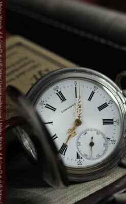 大型のハーフハンター ロンジンのアンティーク銀無垢懐中時計 【1896年製】-P2362-14