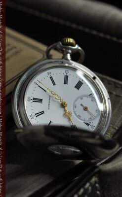 大型のハーフハンター ロンジンのアンティーク銀無垢懐中時計 【1896年製】-P2362-7