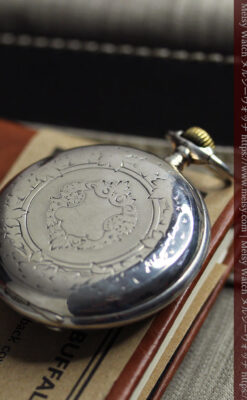 大型のハーフハンター ロンジンのアンティーク銀無垢懐中時計 【1896年製】-P2362-8