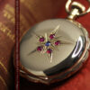 ルビー&サファイアの星が交わる エルジンの金無垢アンティーク懐中時計 【1900年頃】 箱付き-P2363-1