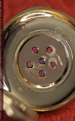 ルビー&サファイアの星が交わる エルジンの金無垢アンティーク懐中時計 【1900年頃】 箱付き-P2363-19