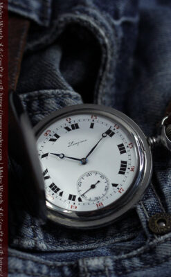 渋さが魅力のロンジンのアンティーク懐中時計 【1918年製】ハンターケース-P2364-1