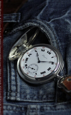 渋さが魅力のロンジンのアンティーク懐中時計 【1918年製】ハンターケース-P2364-13