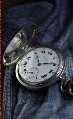 渋さが魅力のロンジンのアンティーク懐中時計 【1918年製】ハンターケース-P2364-5