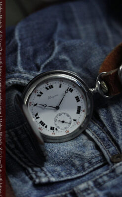 渋さが魅力のロンジンのアンティーク懐中時計 【1918年製】ハンターケース-P2364-6