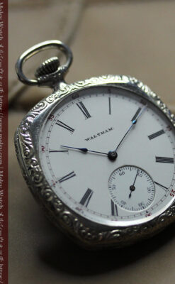 ウォルサムの丸みを帯びた四角形のアンティーク懐中時計【1926年頃】-P2365-7