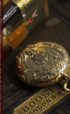 勢いのある装飾が美しいウォルサムの金無垢アンティーク懐中時計 【1900年頃】-P2366-15